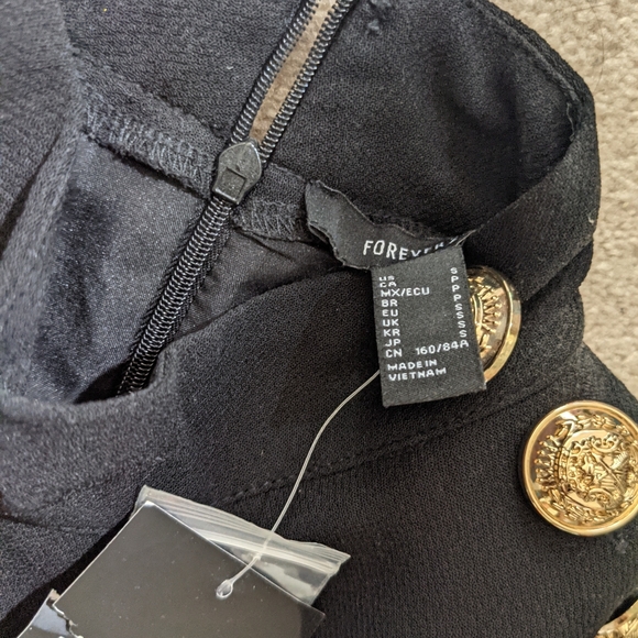 NWT High neck puff sleeve mini dress with gold buttons - Picture 3 of 5